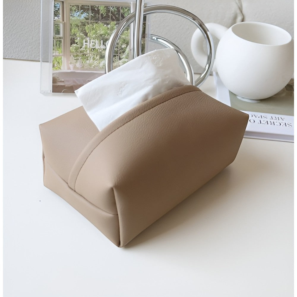 Tivara Tissue Holder - Durable PU Leather, Compact for Car and Home 0