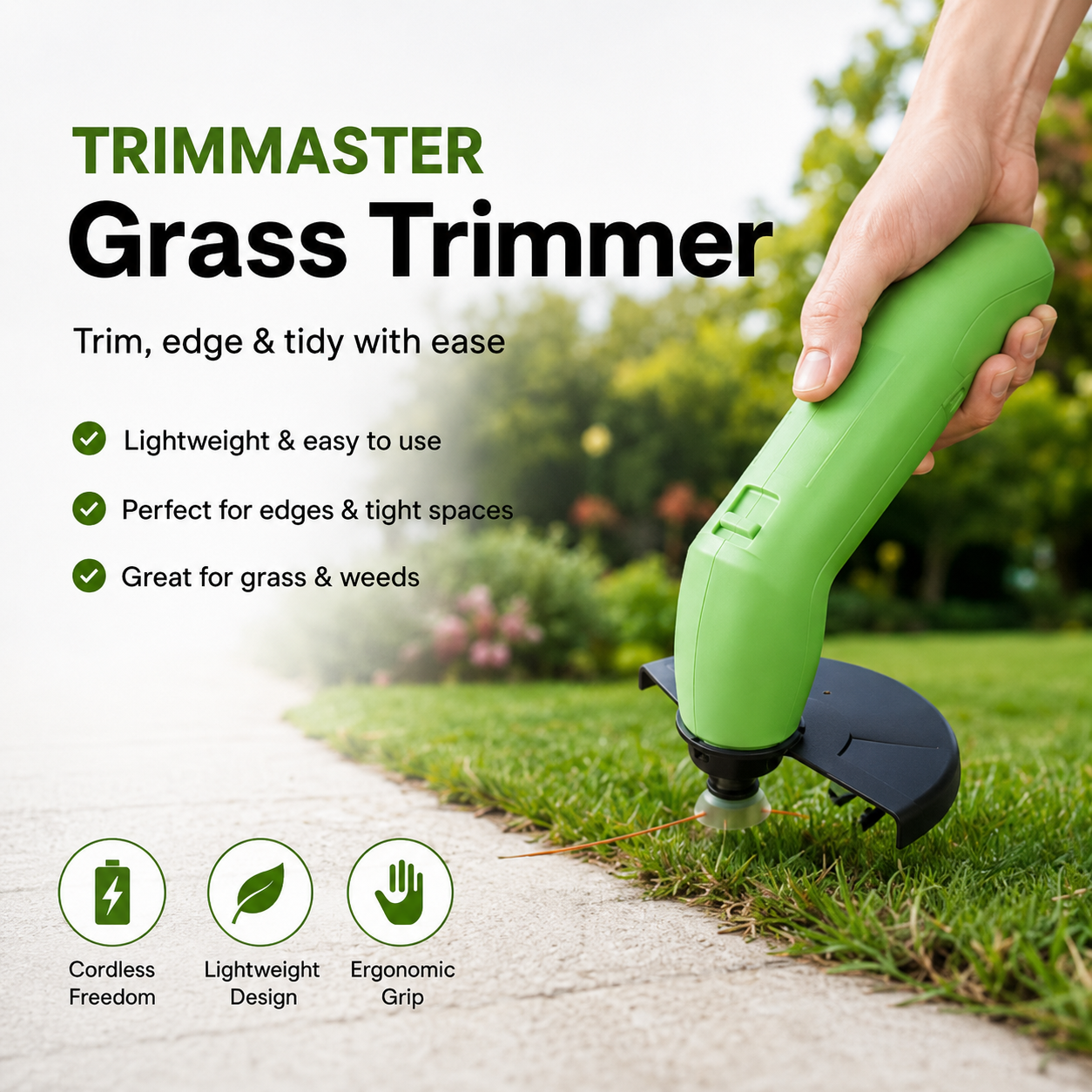 Tremor Lawn Trimmer - Cordless, Lightweight Design 1