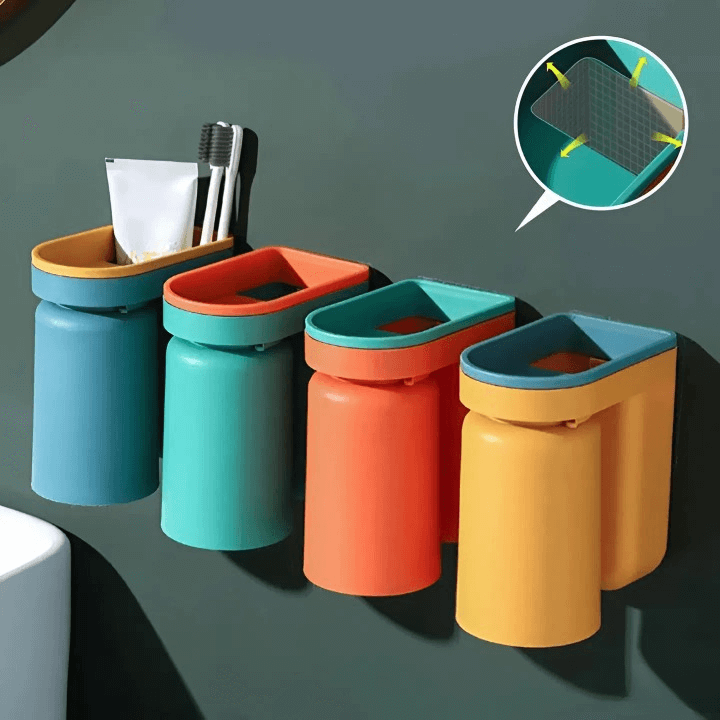 Tresco Toothbrush Holder Wall - Adhesive Mount, Space-Saving Organizer 0