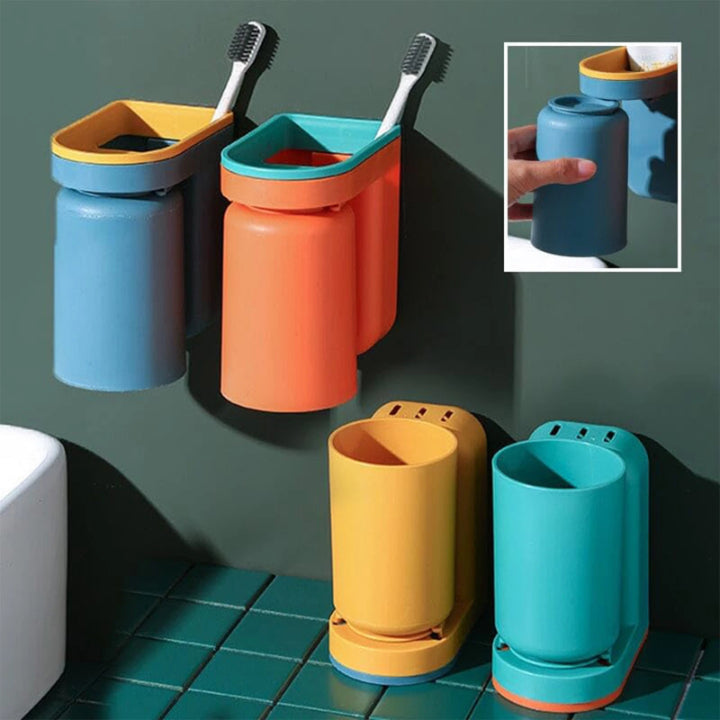 Tresco Toothbrush Holder Wall - Adhesive Mount, Space-Saving Organizer 3