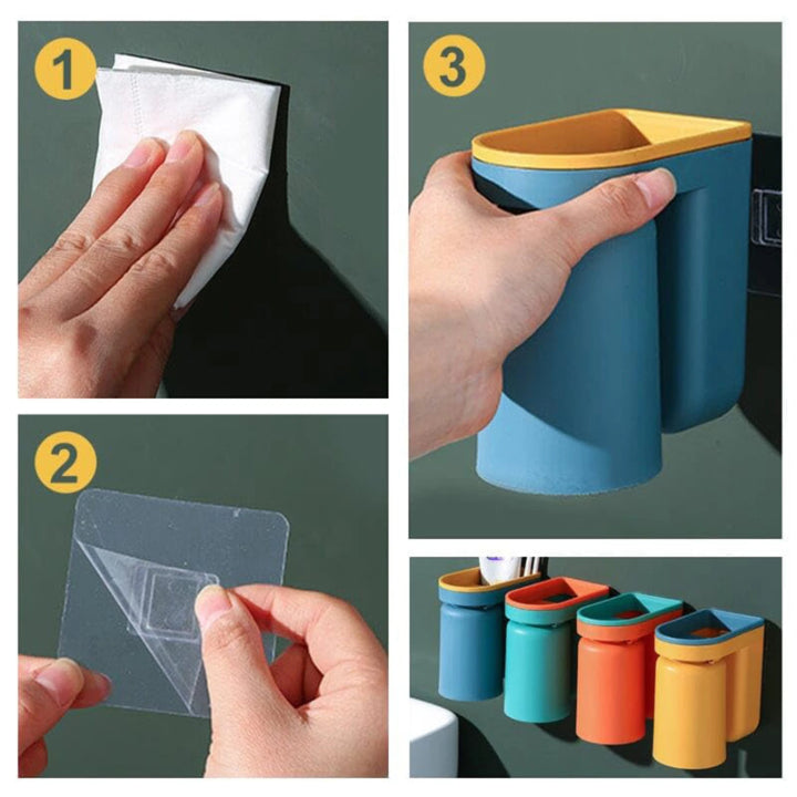 Tresco Toothbrush Holder Wall - Adhesive Mount, Space-Saving Organizer 5