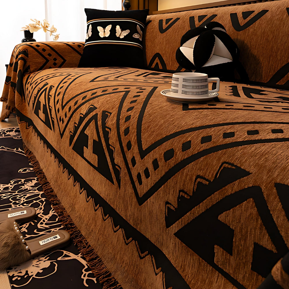 Tribal Chenille Sofa Cover - Soft Microfiber, Stylish Protection 3