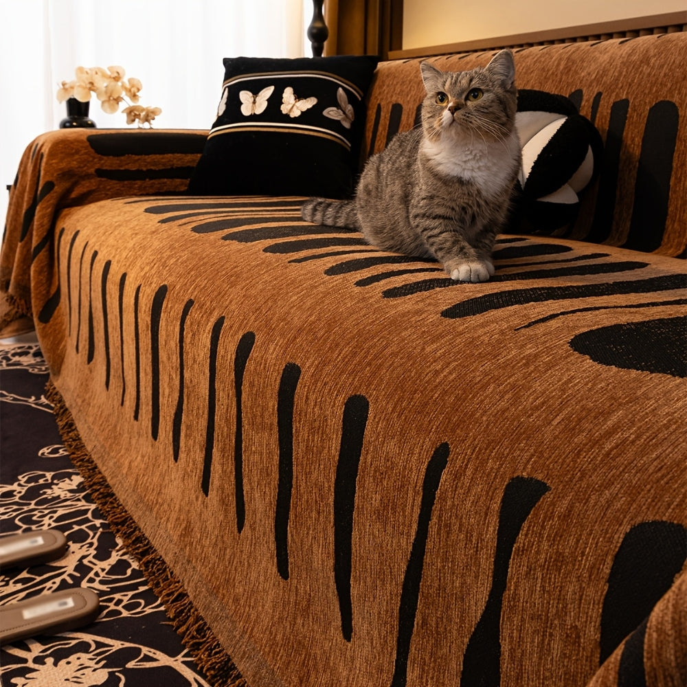 Tribal Chenille Sofa Cover - Soft Microfiber, Stylish Protection 4
