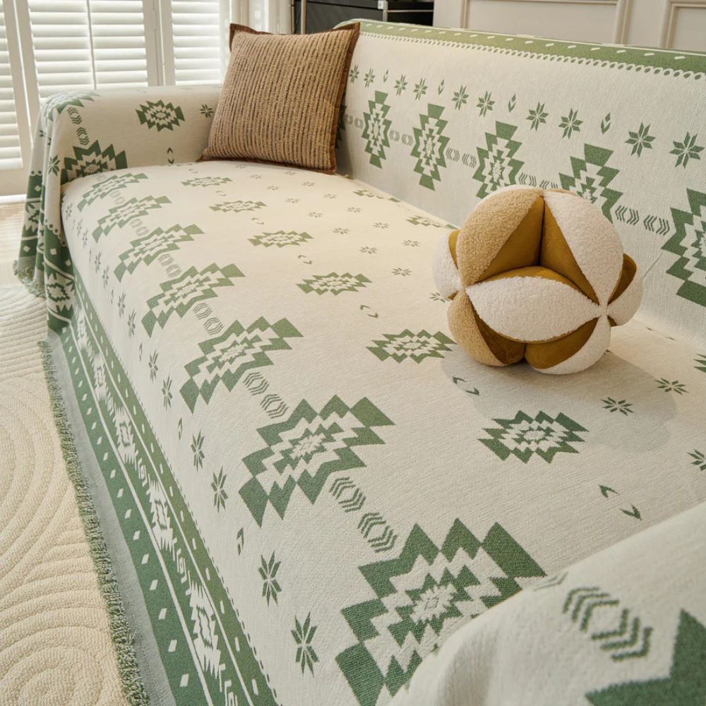 Tribe Reversible Sofa Cover - Soft Chenille, Tribal Design 2