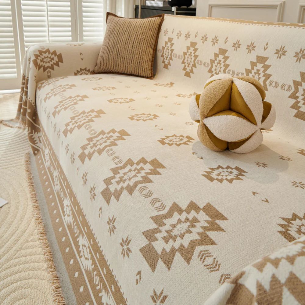 Tribe Reversible Sofa Cover - Soft Chenille, Tribal Design 4