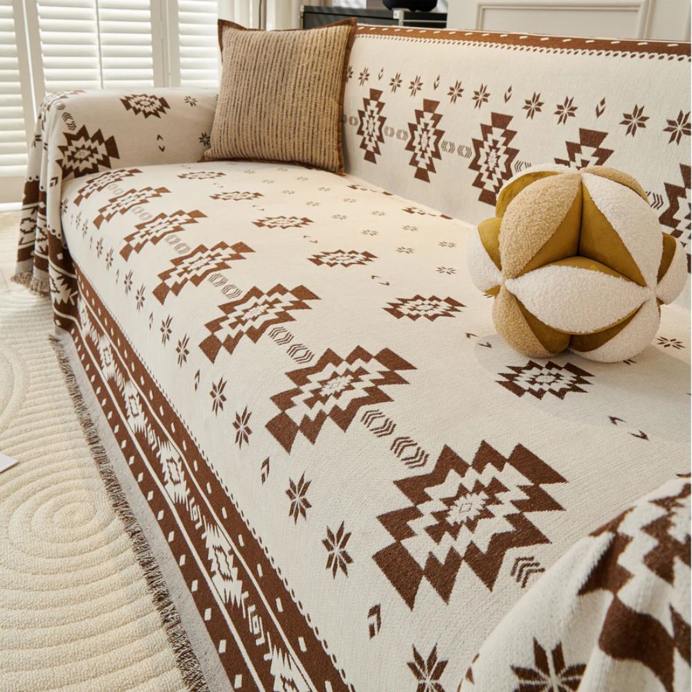 Tribe Reversible Sofa Cover - Soft Chenille, Tribal Design 5