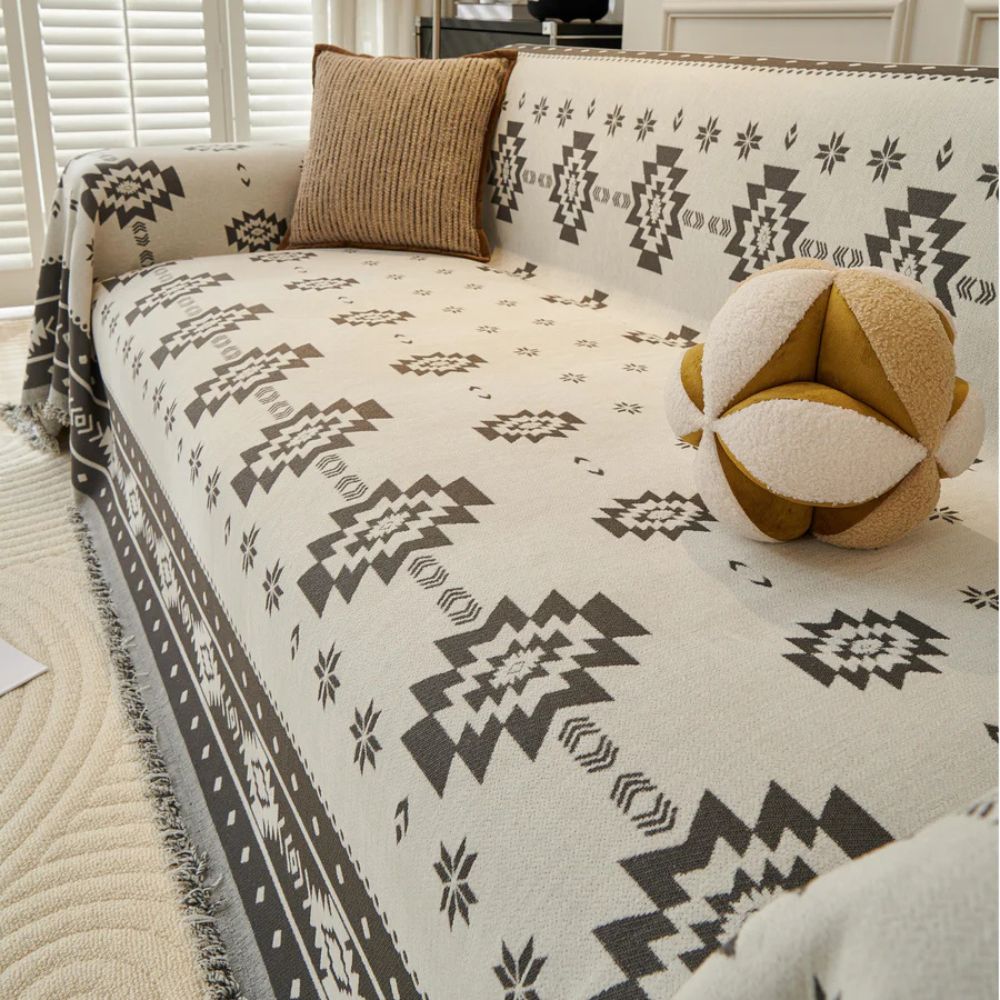 Tribe Reversible Sofa Cover - Soft Chenille, Tribal Design 8
