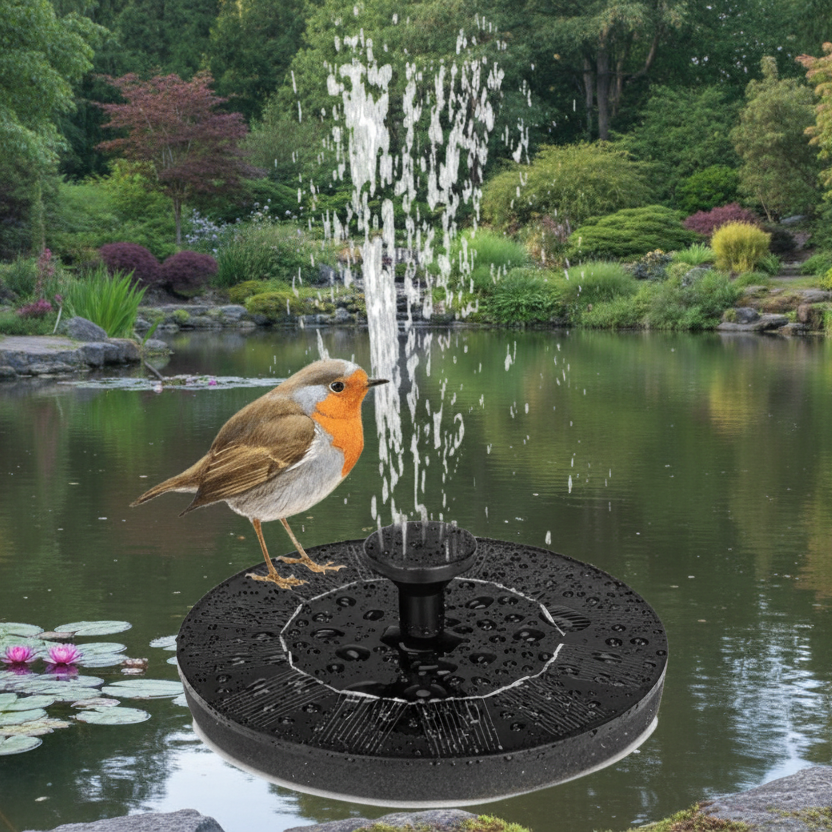 AquaBloom Fountain - Solar Water Fountain - Garden Style - Floating Design