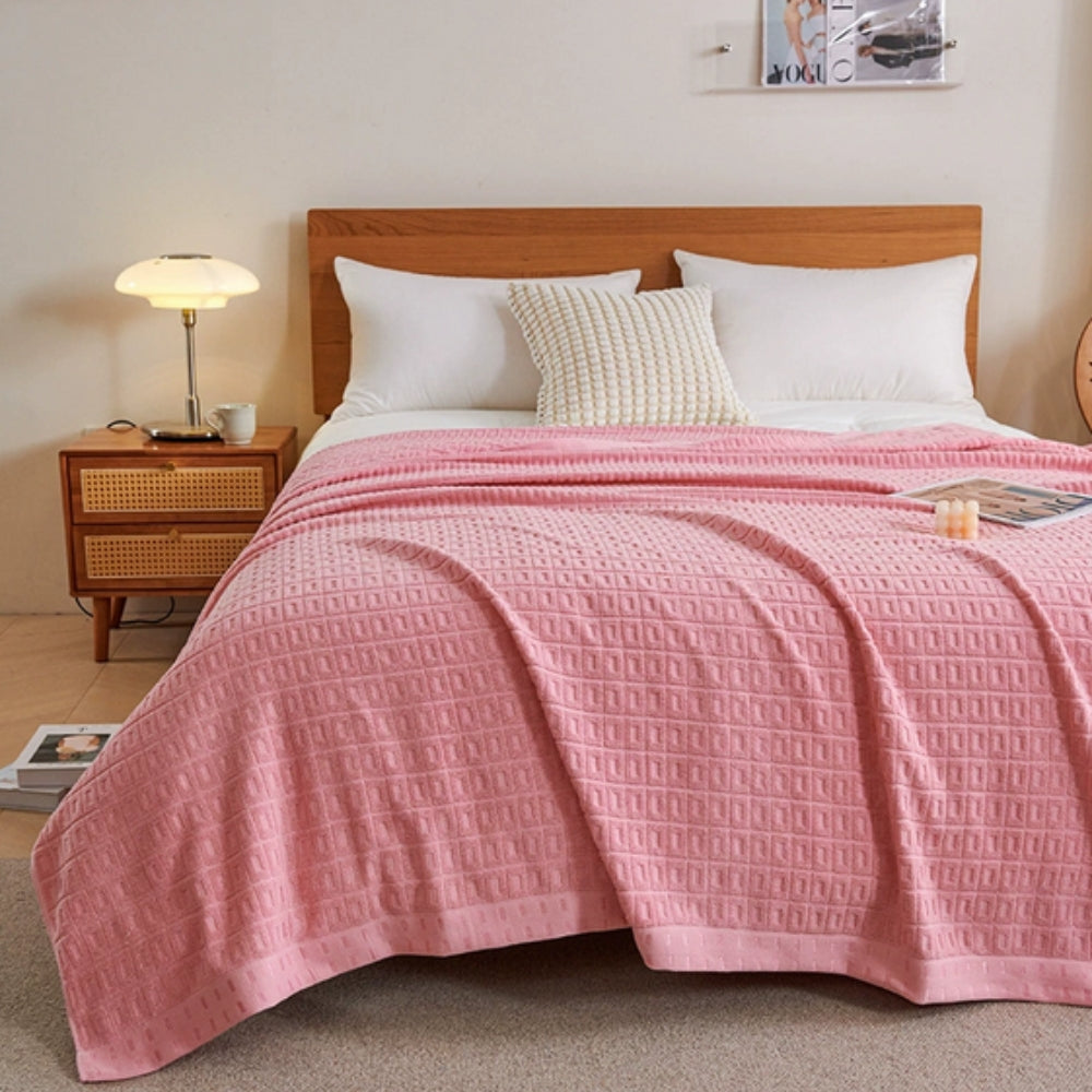 Cotton Waffle - Light Bedspread Throw Blanket