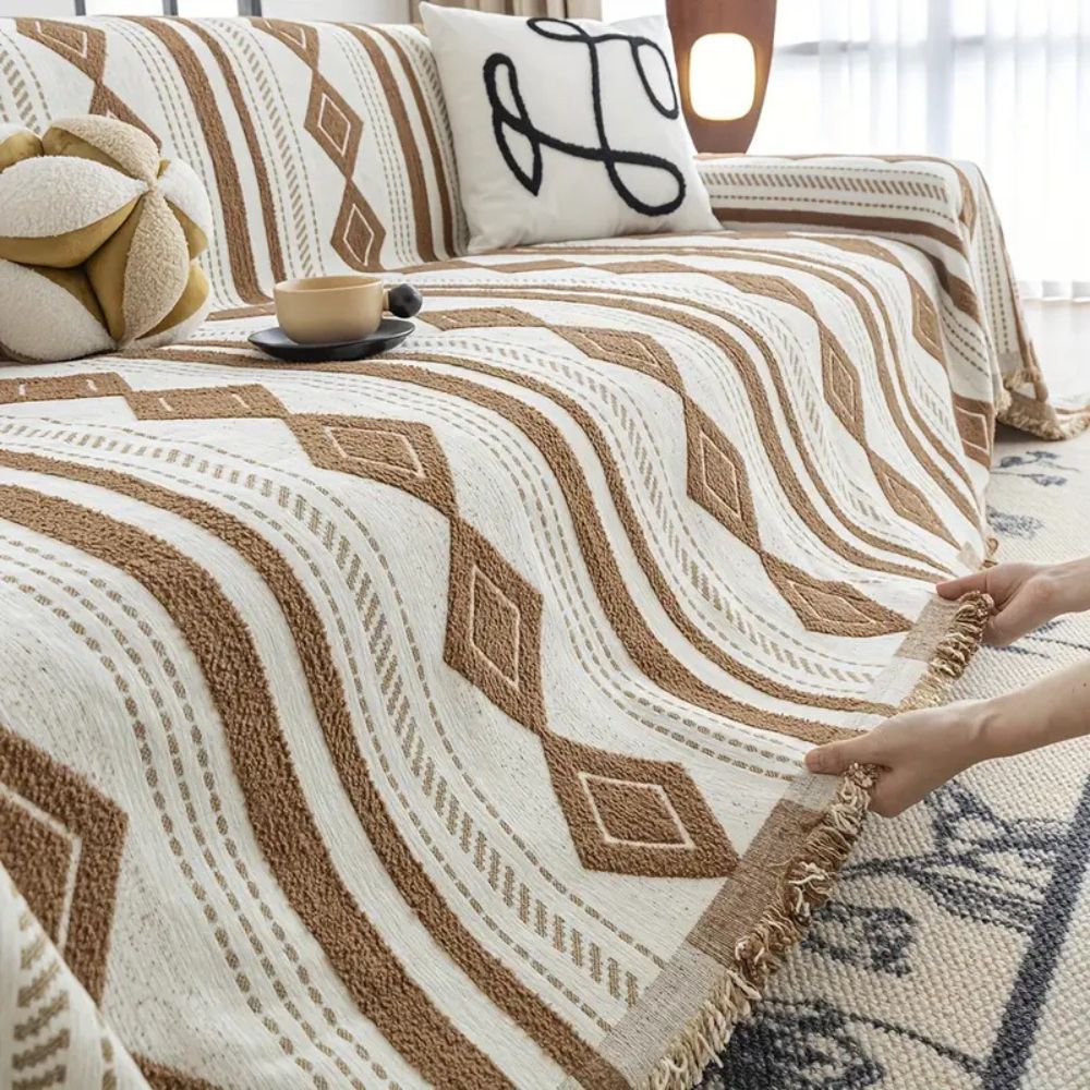 Vibe Tide Sofa Cover - Microfiber Blend, Boho Design 8