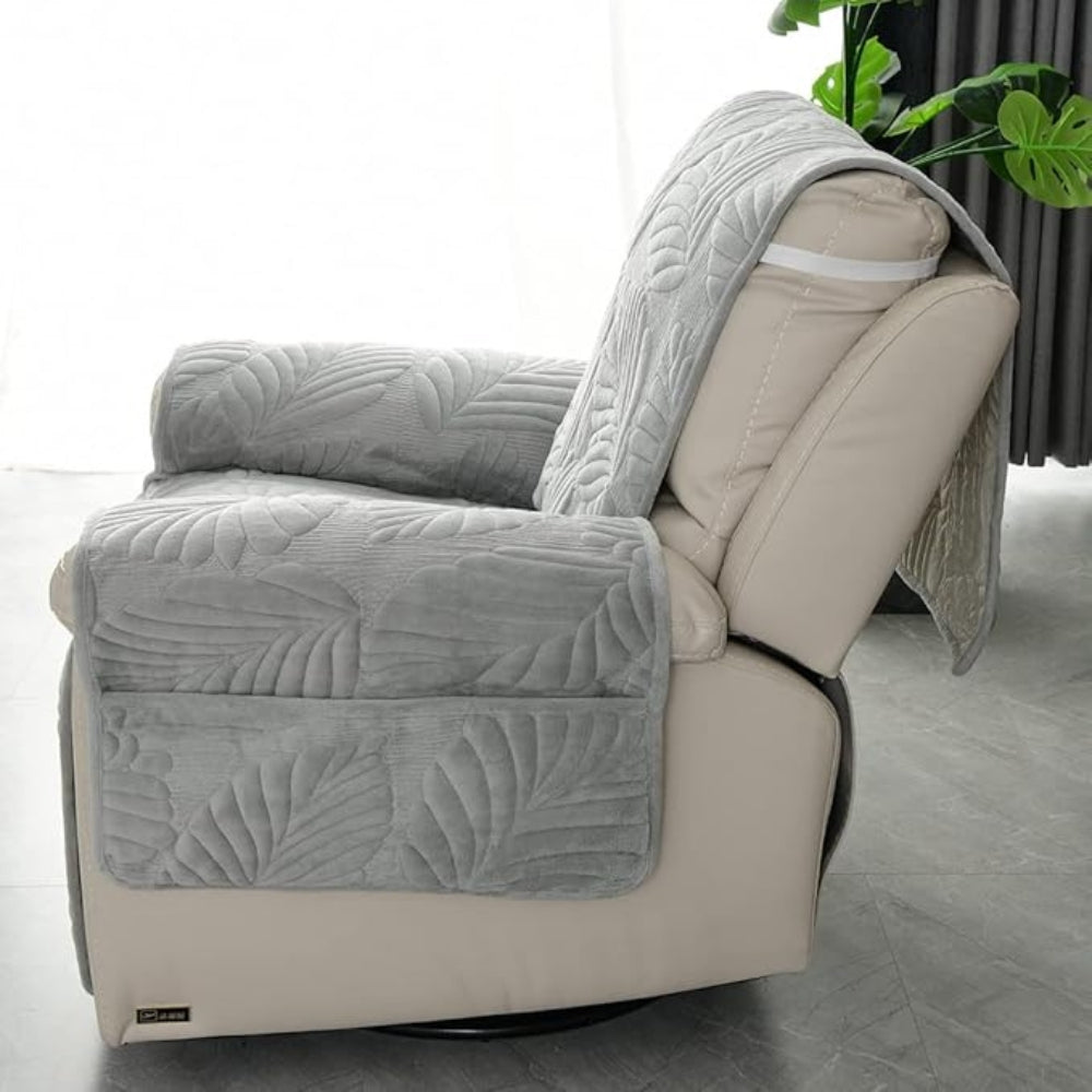 Vibrant Leaf Recliner Cover - Anti-Slip Microfibre, Universal Fit 8