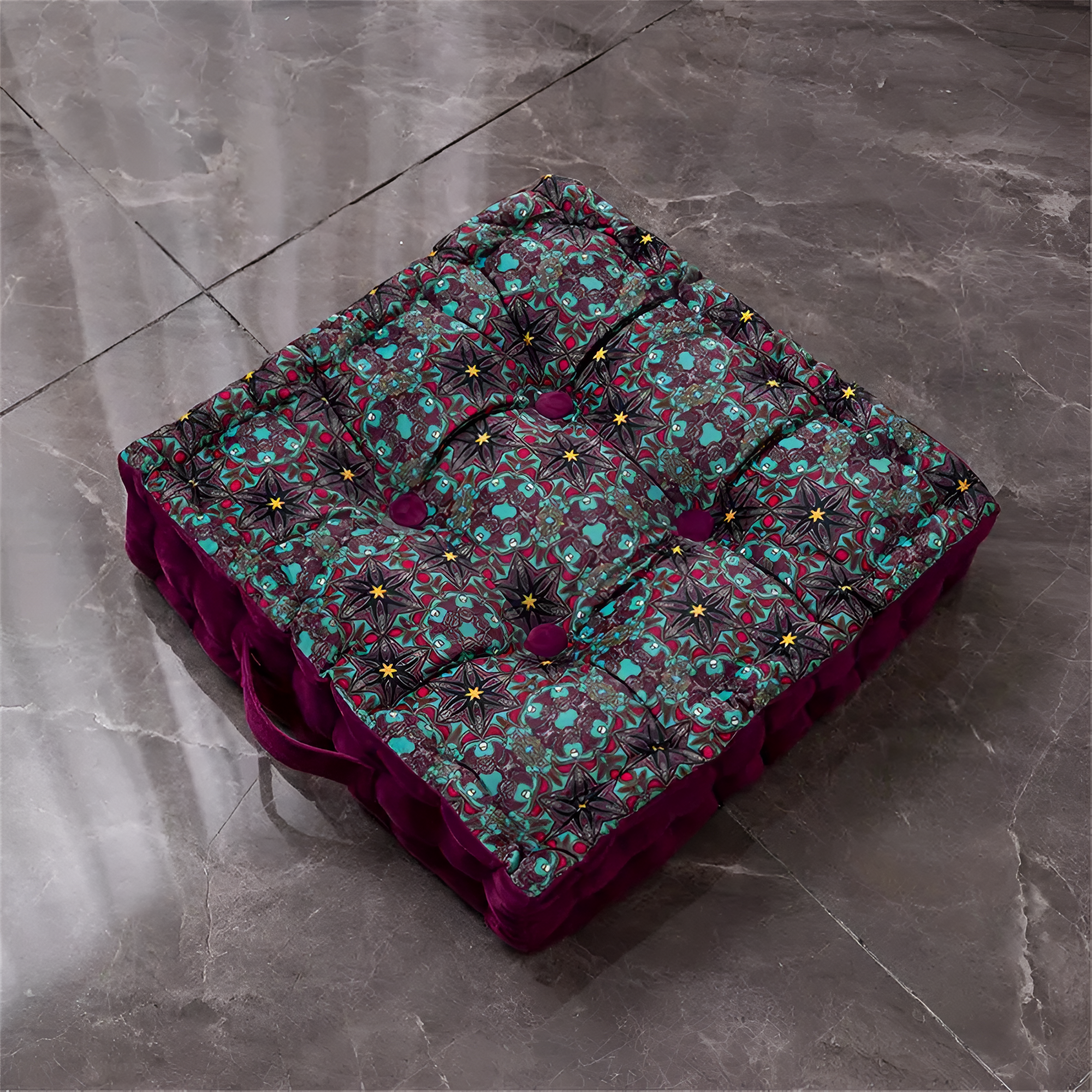 Vinta Floor Cushion - Plush Velvet Tufted Design, Cozy Seating 3