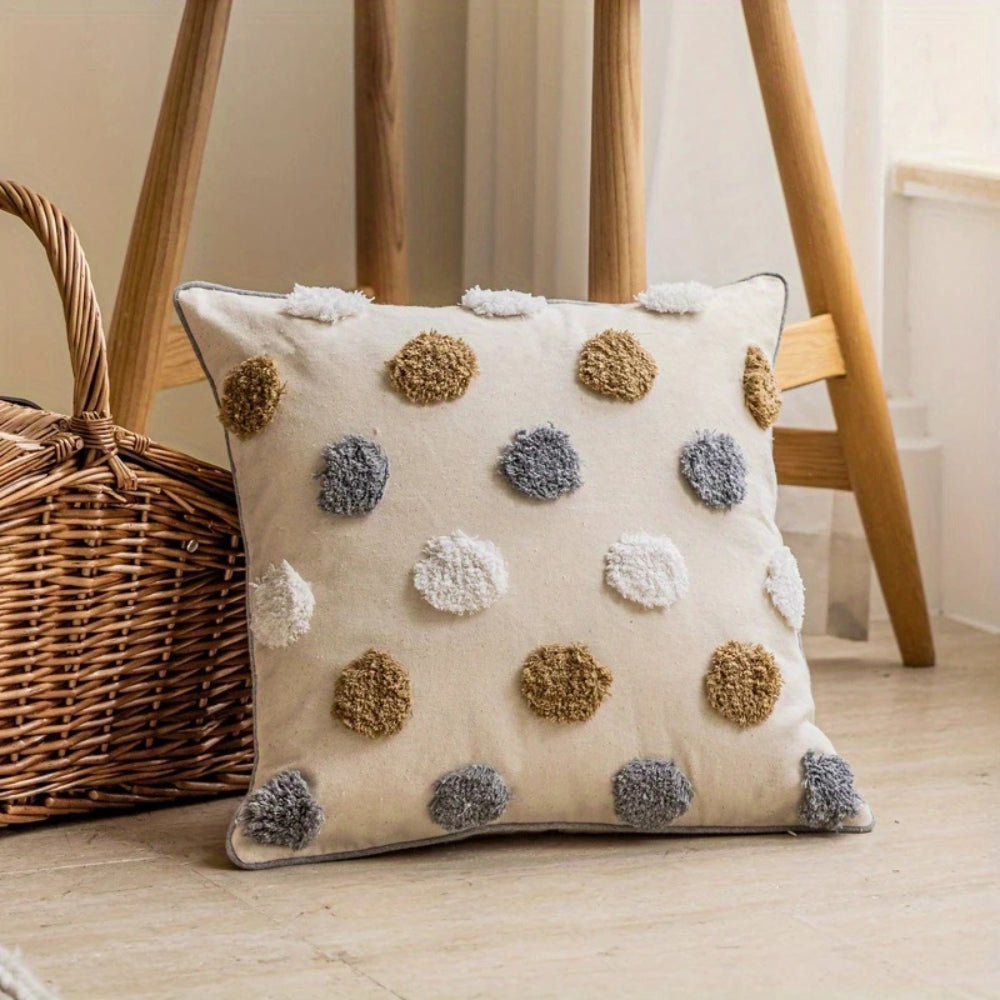 Viora Cushion Cover - Soft Microfiber, Tufted Polka Dot Design 0