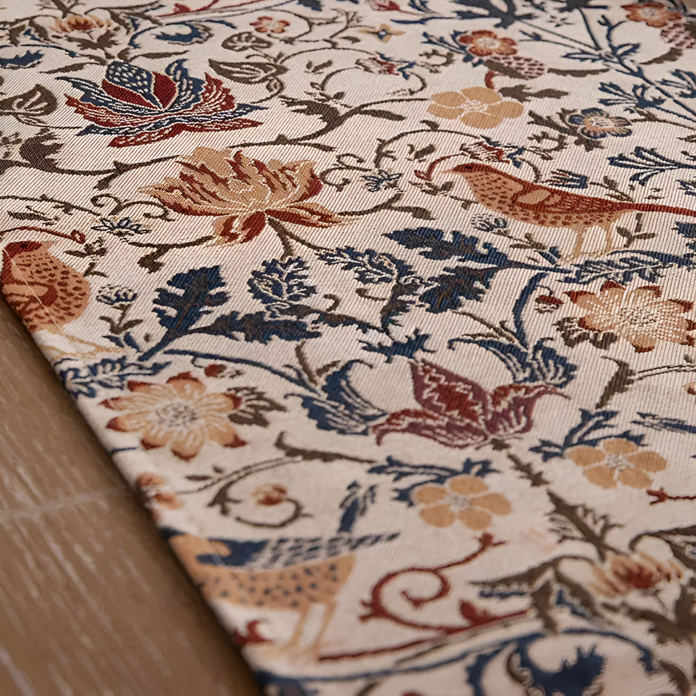 Viora Table Runner - Jacquard Floral and Bird Design, Elegant Tasselled Edges 5