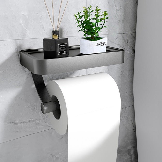 Virelle Toilet Paper Holder Stand - Stainless Steel with Storage Shelf 4