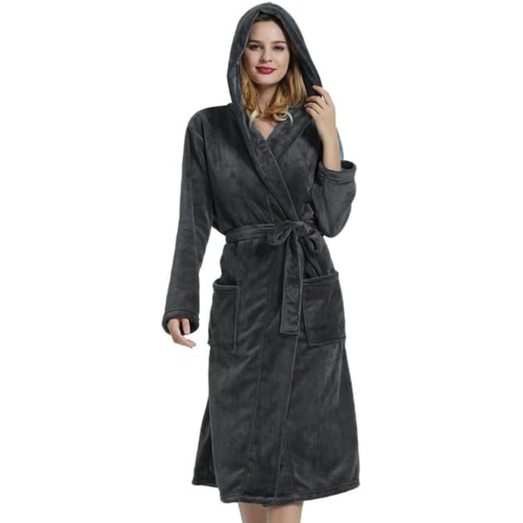 Vivianne Fleece Bathrobe - Hooded Women's Robe, Soft and Warm 8