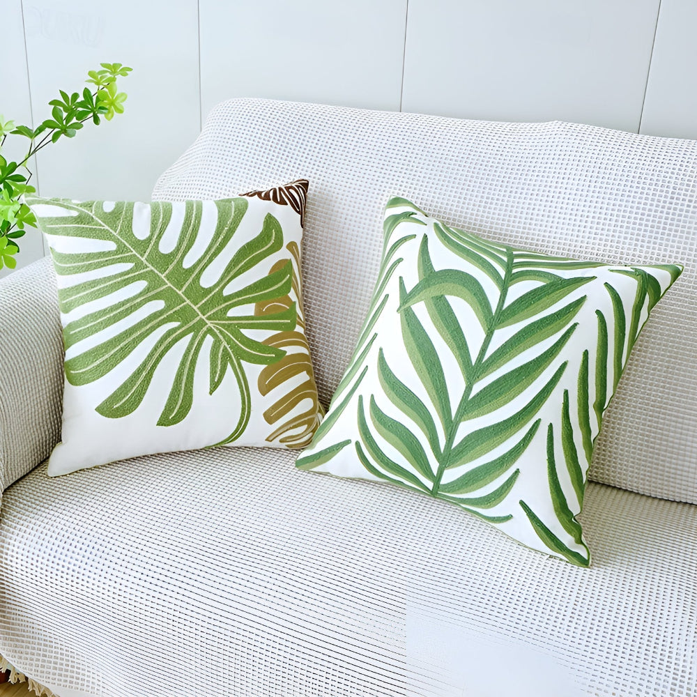 Vivid Sofa Cushion Cover - Microfiber Blend, Leaf Pattern 2