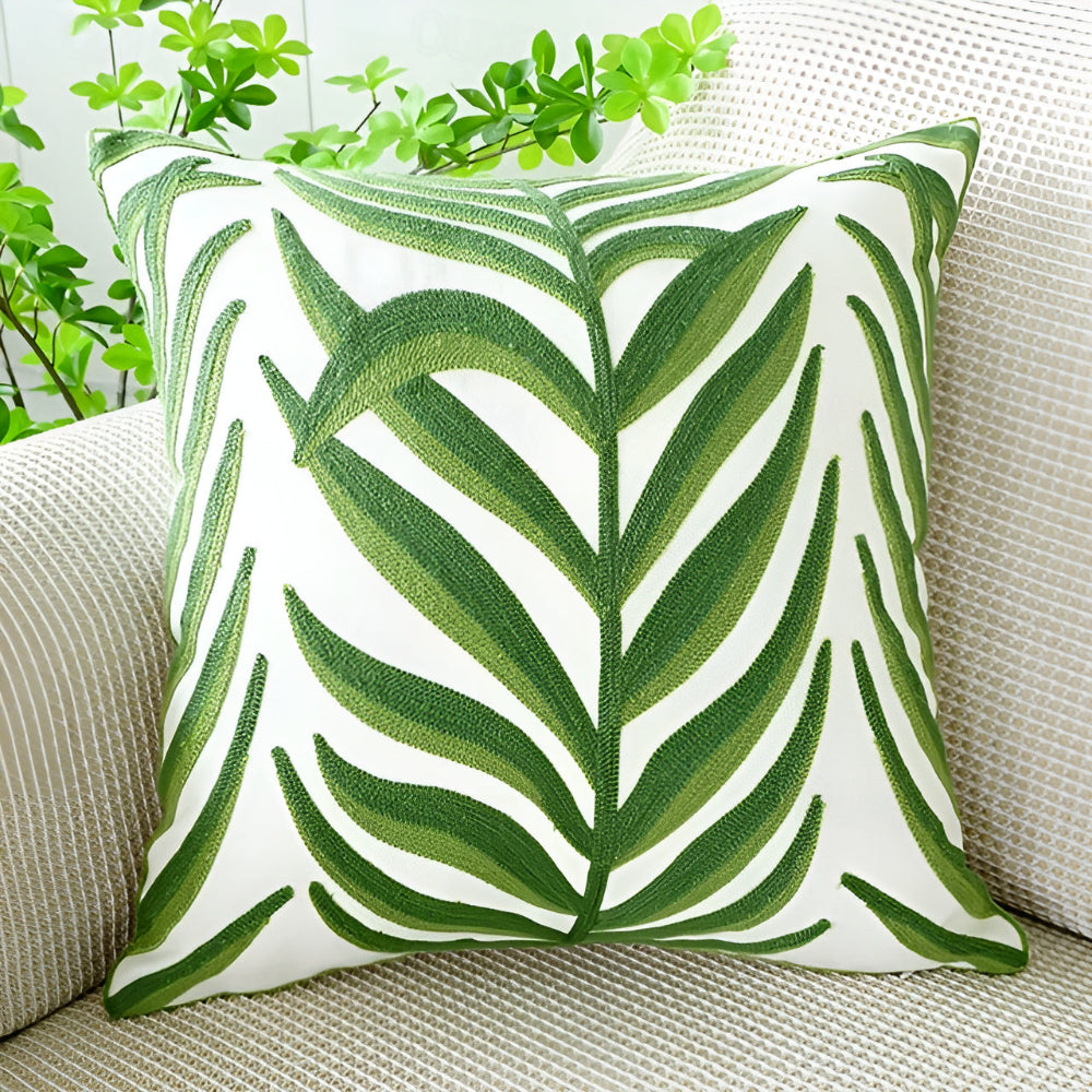 Vivid Sofa Cushion Cover - Microfiber Blend, Leaf Pattern 5