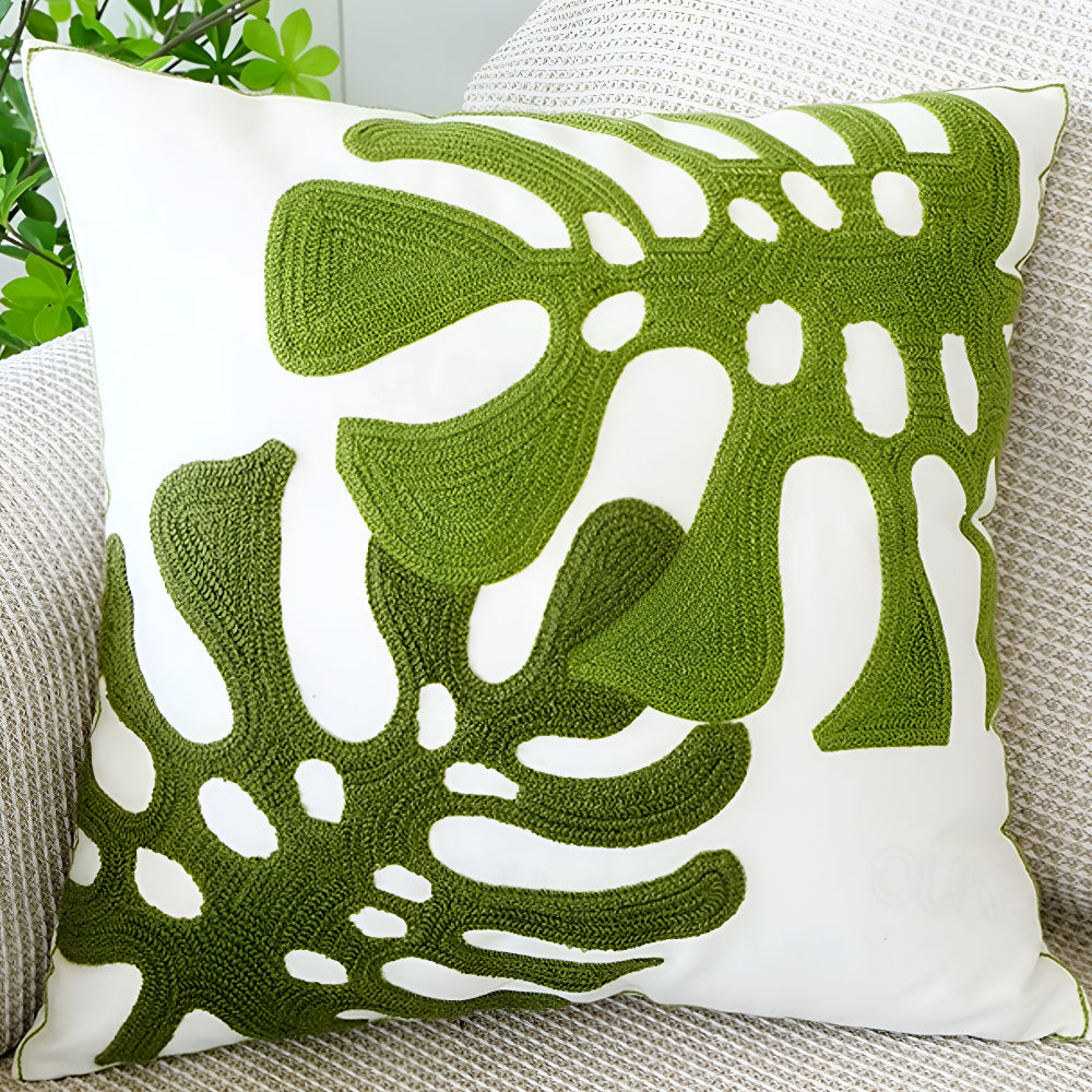 Vivid Sofa Cushion Cover - Microfiber Blend, Leaf Pattern 7