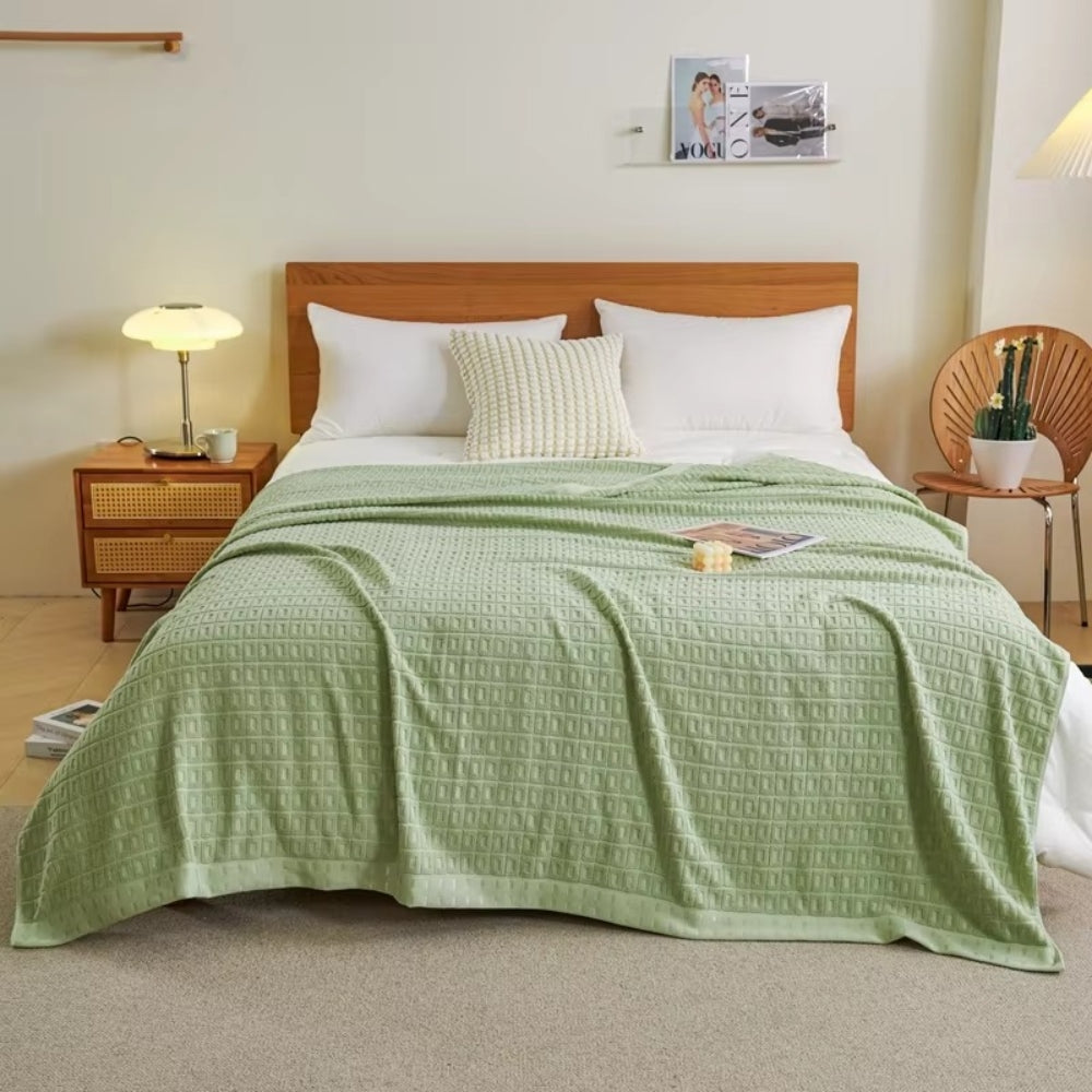 Cotton Waffle - Light Bedspread Throw Blanket