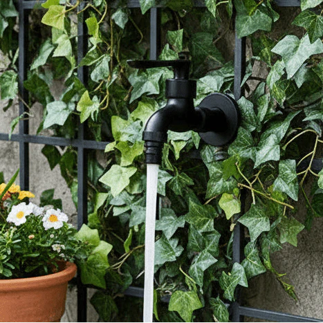 NoirStream – Matte Black Wall Tap – Modern Space-Saving Faucet