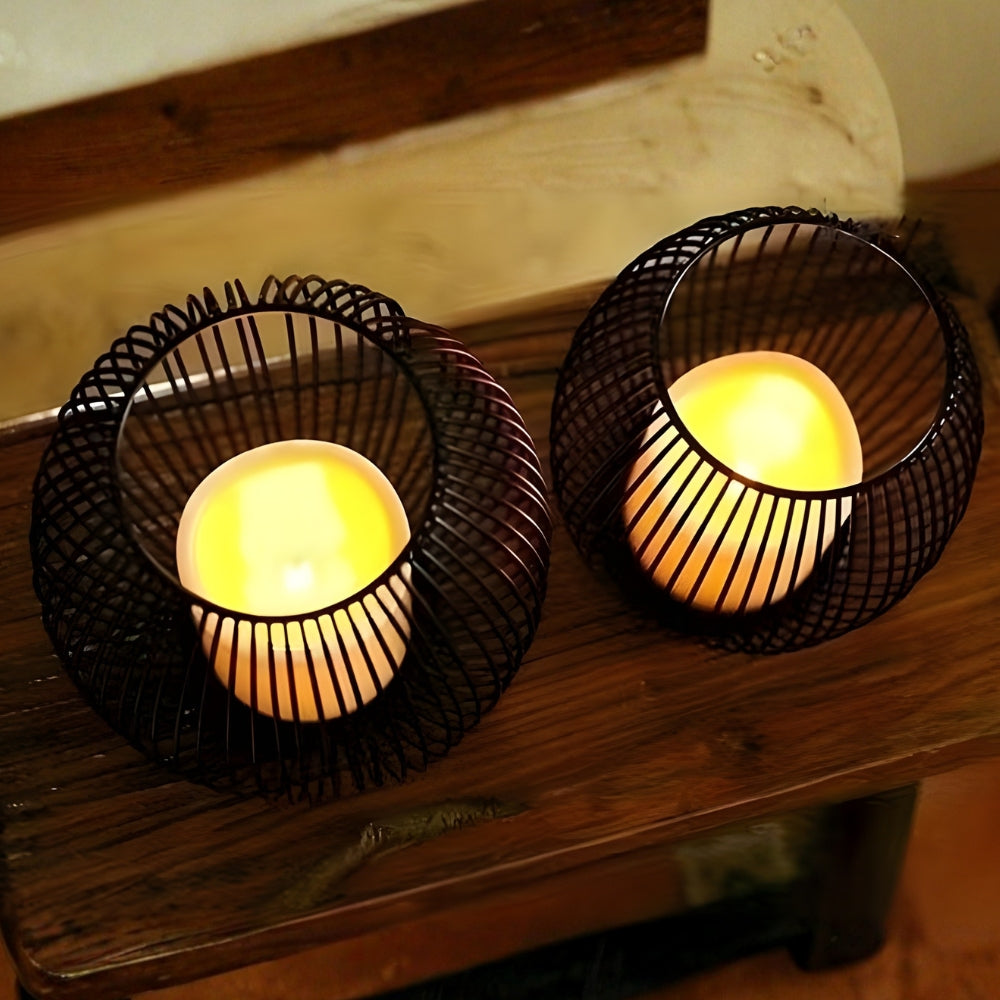 Waver Candle Holder - Gold Geometric Iron Design, Pillar Candle Holder 4