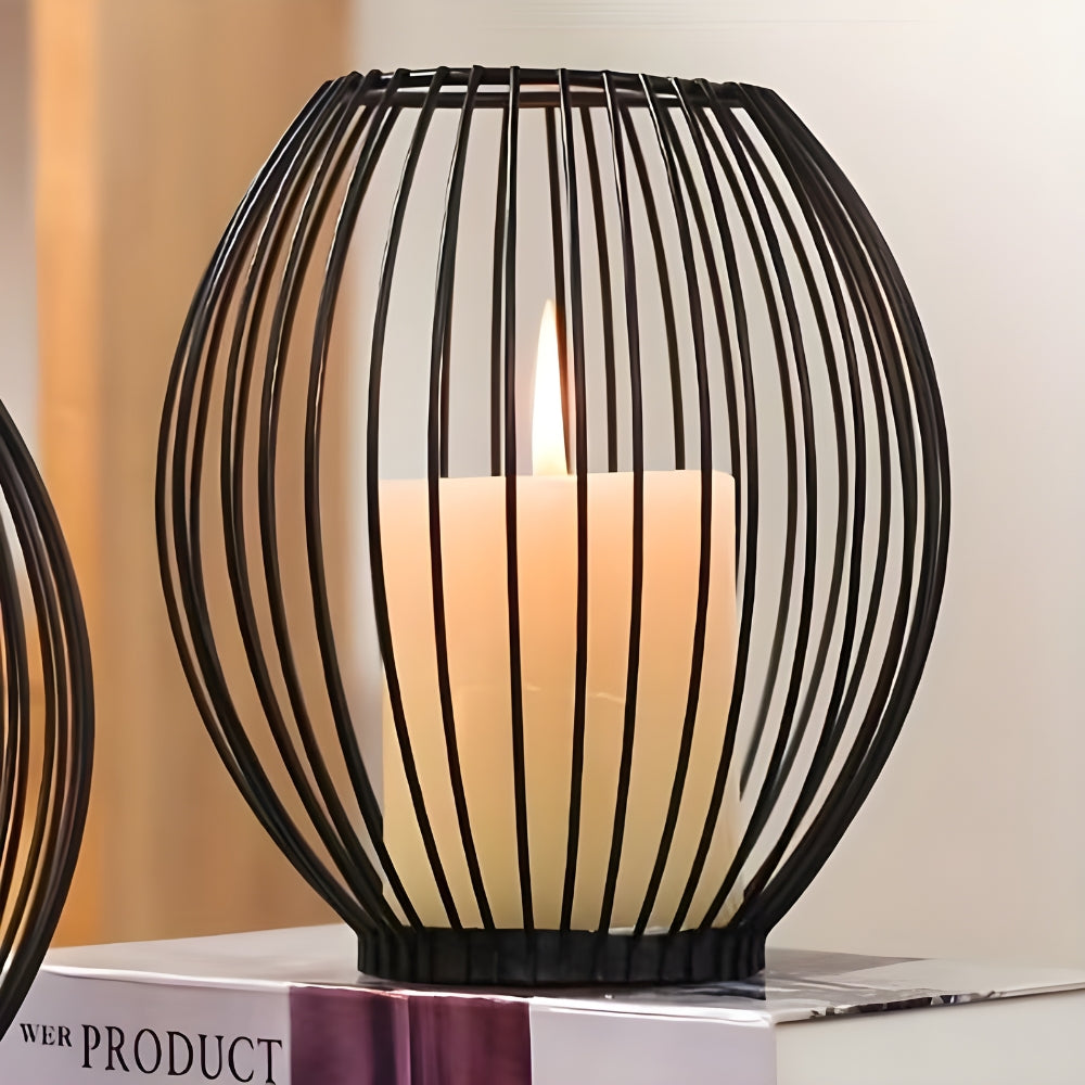 Waver Candle Holder - Gold Geometric Iron Design, Pillar Candle Holder 7