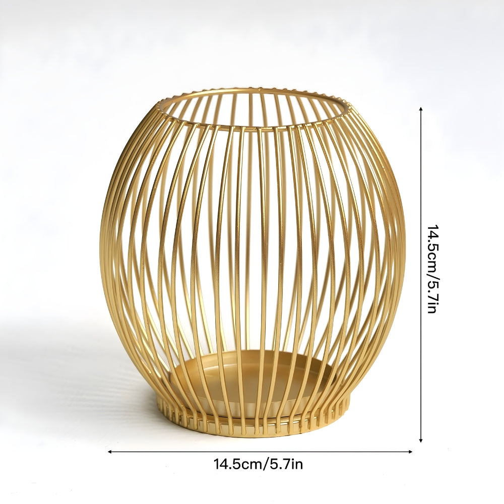 Waver Candle Holder - Gold Geometric Iron Design, Pillar Candle Holder 8