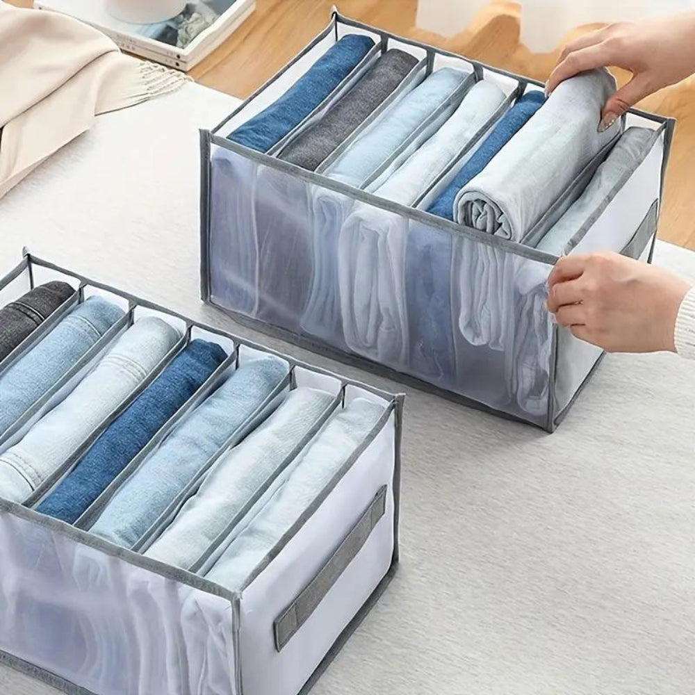 Waver Clothes Organizer - 7 Compartment Fabric Storage for Wardrobe Organization 1