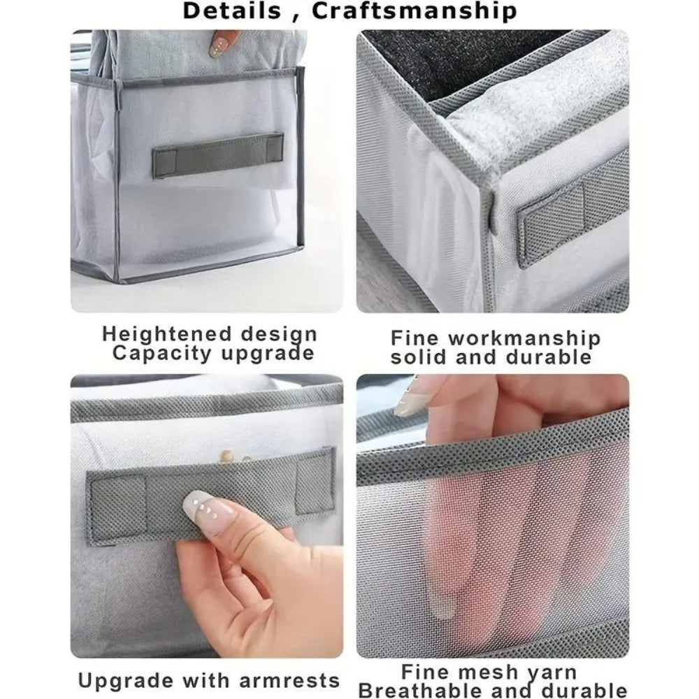 Waver Clothes Organizer - 7 Compartment Fabric Storage for Wardrobe Organization 2