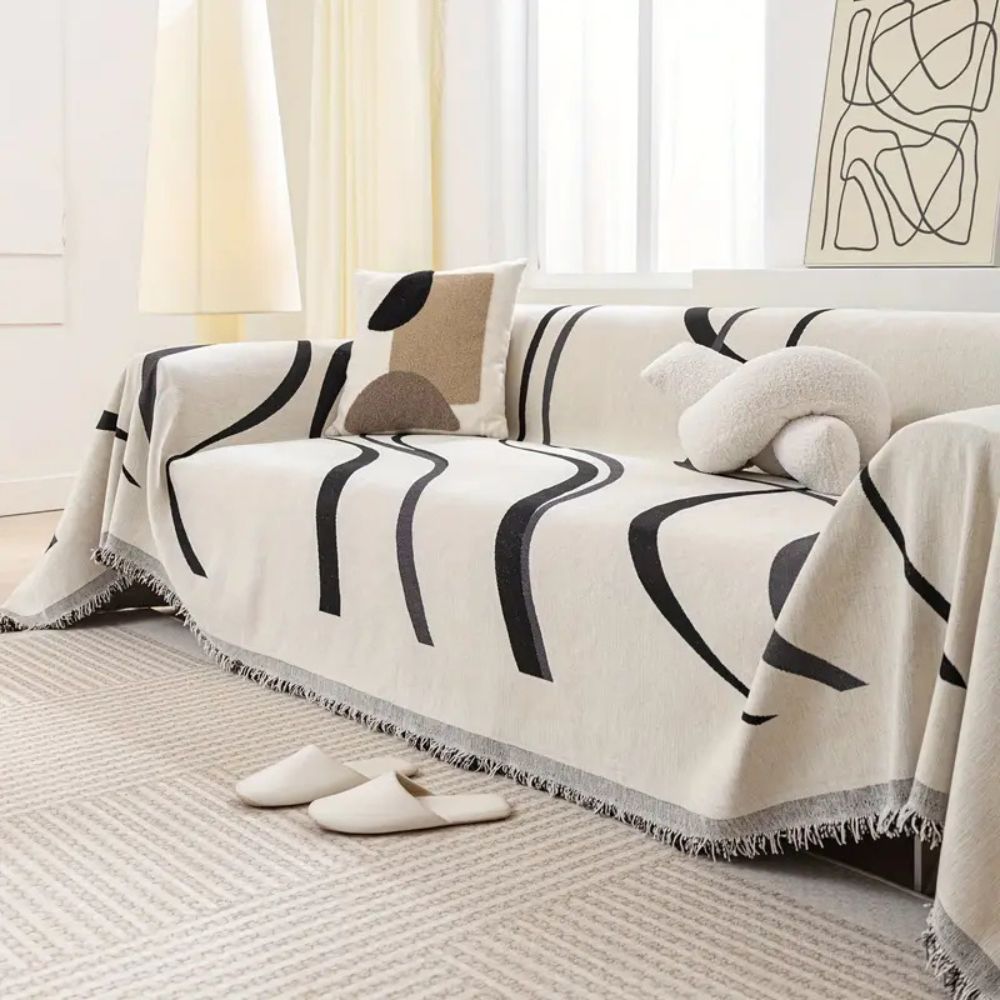 Waver Sofa Cover - Jacquard Chenille, Non-Slip Design 1