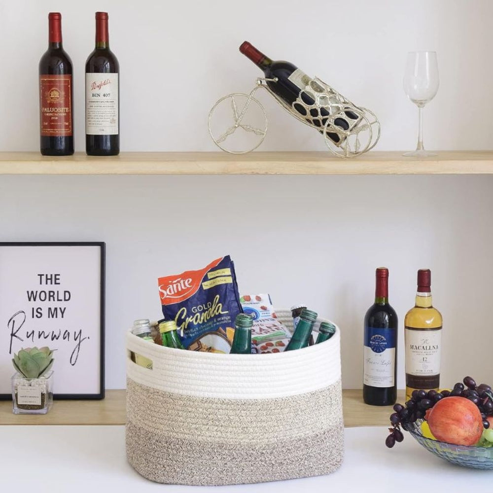 Waverly Storage Basket - Woven Cotton, Ombre Design 7