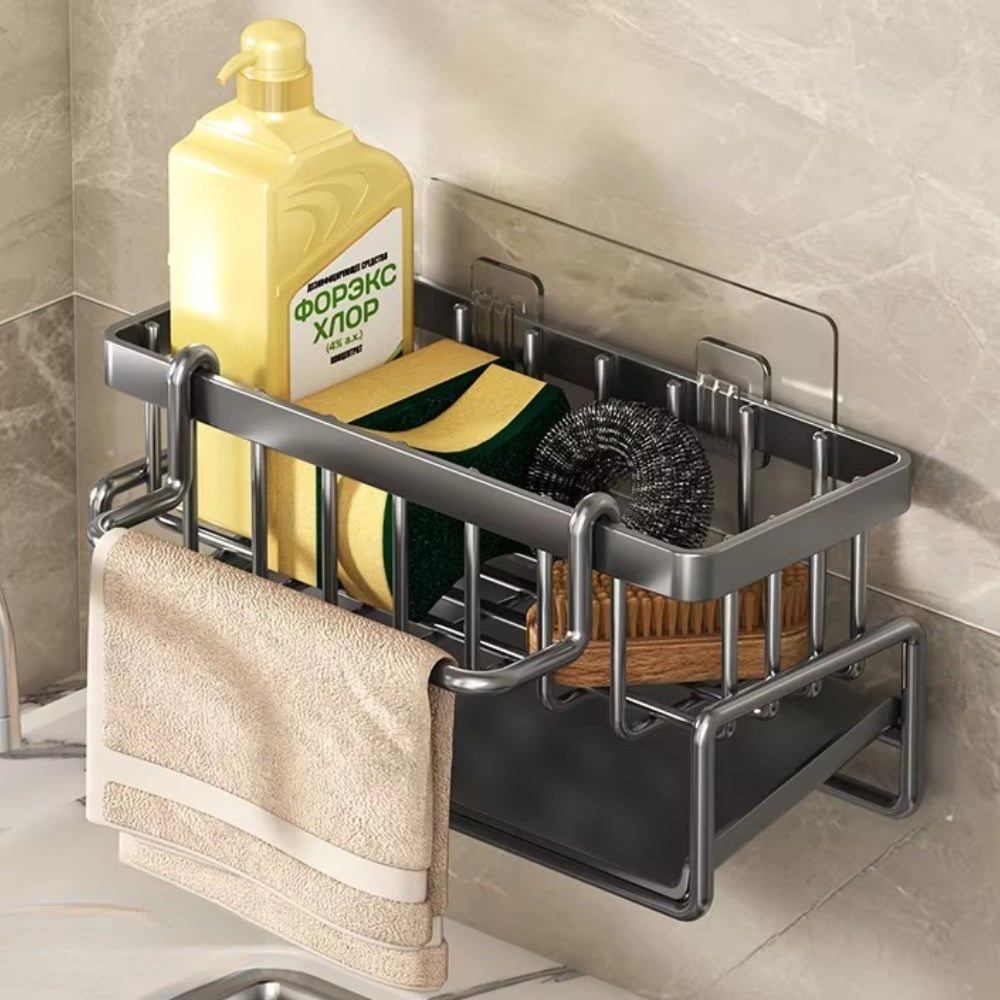 Wesley Wall Mounted Drying Rack - Carbon Steel, Compact Storage for Sponges and Towels 4