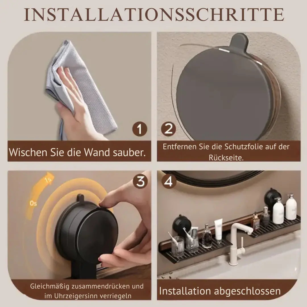Wexlin Over The Sink Shelf - Walnut Wood, Drill-Free Suction Mount 7