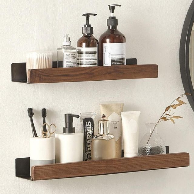 Willow Bathroom Shelf - Solid Wood, No-Drill Storage Solution 2