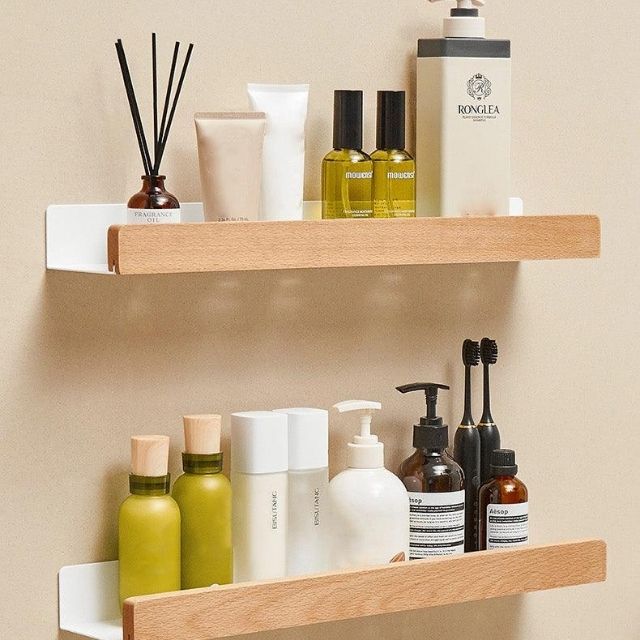 Willow Bathroom Shelf - Solid Wood, No-Drill Storage Solution 7