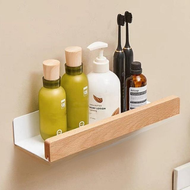 Willow Bathroom Shelf - Solid Wood, No-Drill Storage Solution 9