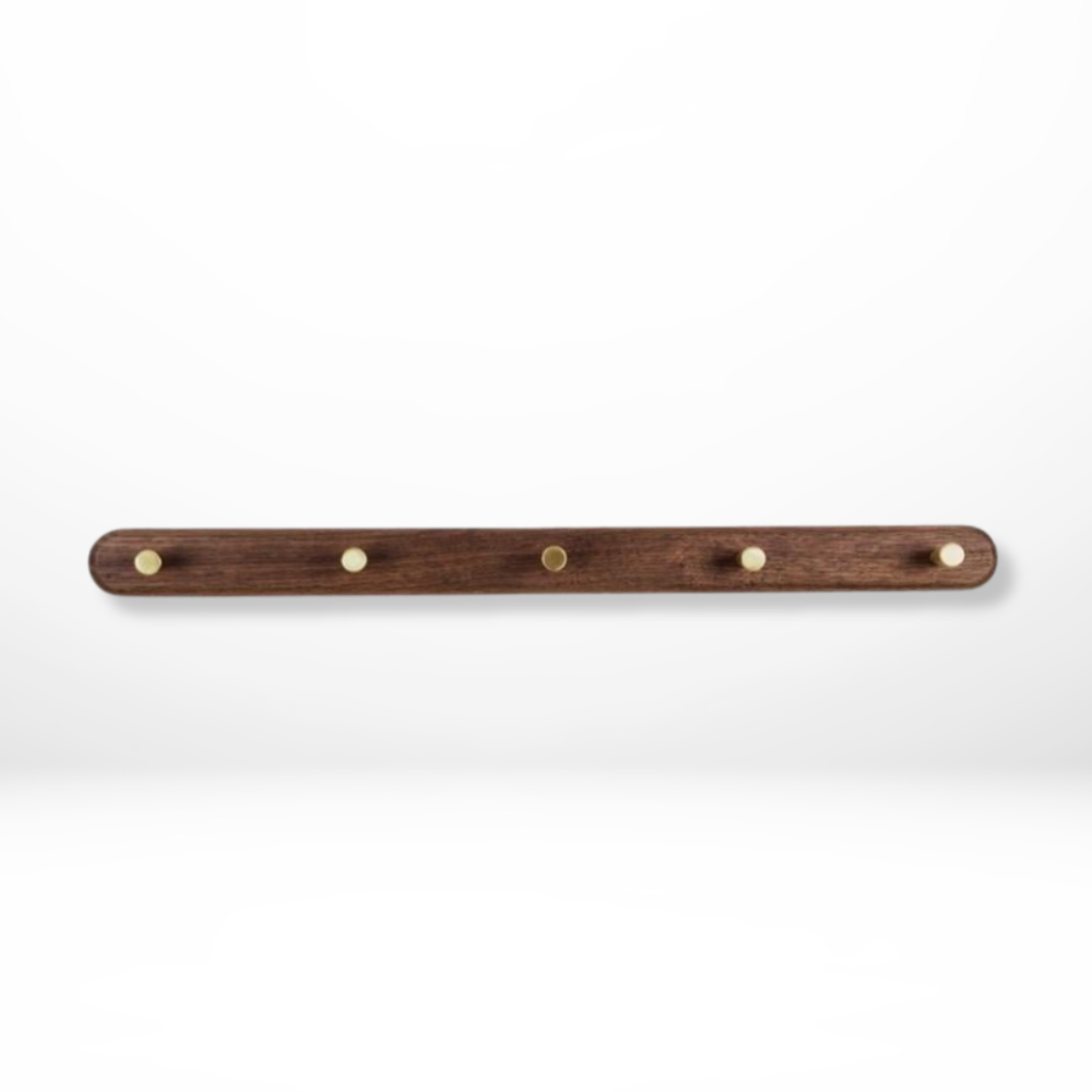 Wren Wall Hooks - Natural Wood with Brass Accents, Space-Saving Coat and Key Organizer 10
