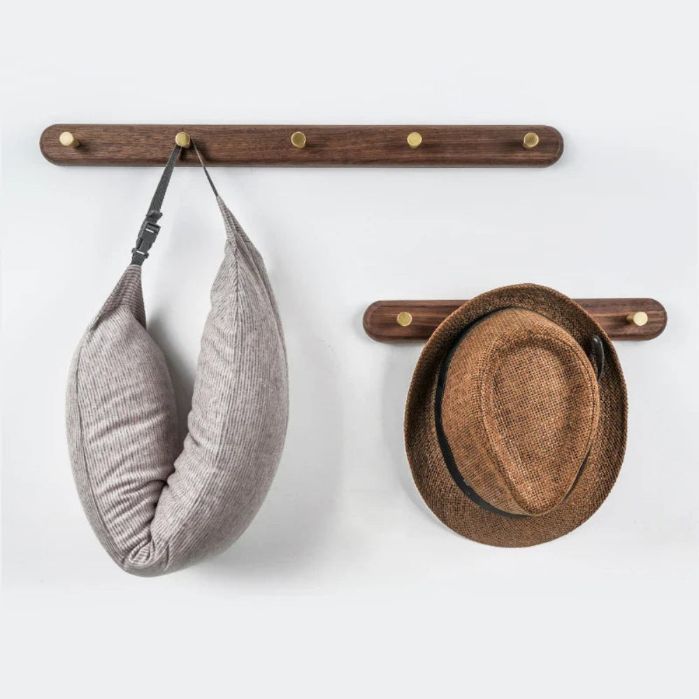 Wren Wall Hooks - Natural Wood with Brass Accents, Space-Saving Coat and Key Organizer 5