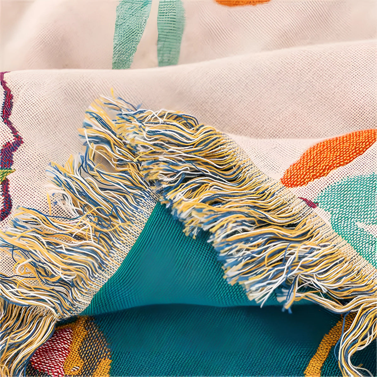 Wrenna Cotton Blanket - 100% Soft Cotton, Boho Bird Design with Tassels 4