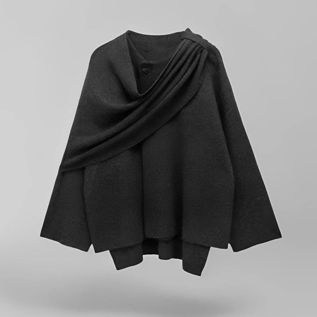 Wynora Women's Cape - Textured Fabric, Oversized Poncho Style 5
