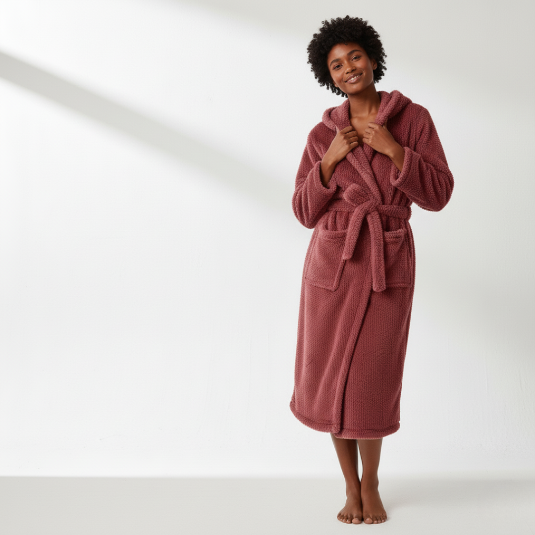 Wynora Women's Robe - Plush Polyester Fleece, Hooded Long Cozy Fit 3