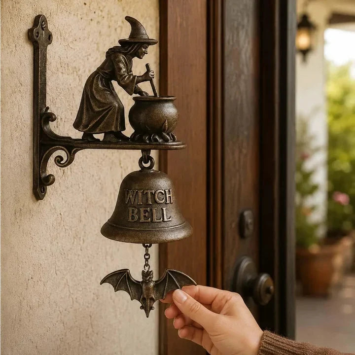 Wynter Doorbell - Cast Iron, Antique Bronze Witch Motif 1
