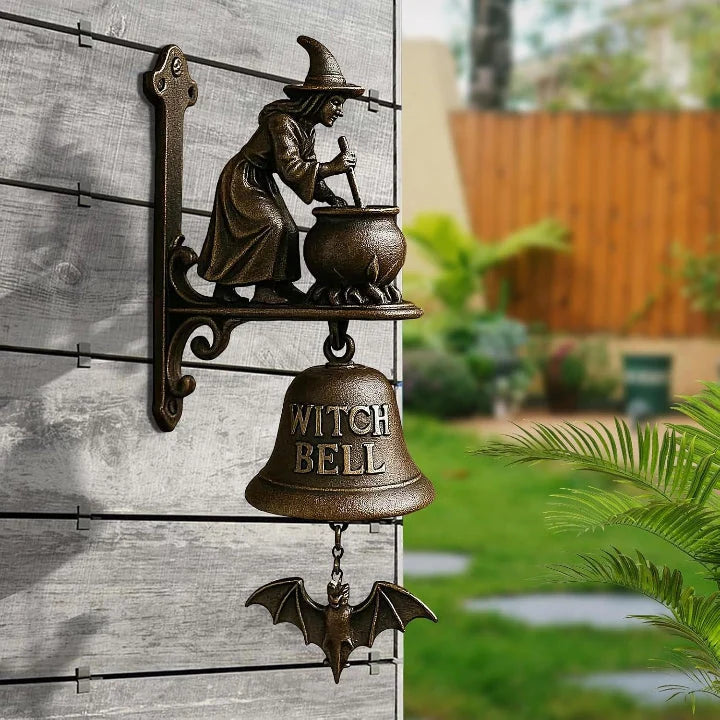 Wynter Doorbell - Cast Iron, Antique Bronze Witch Motif 3