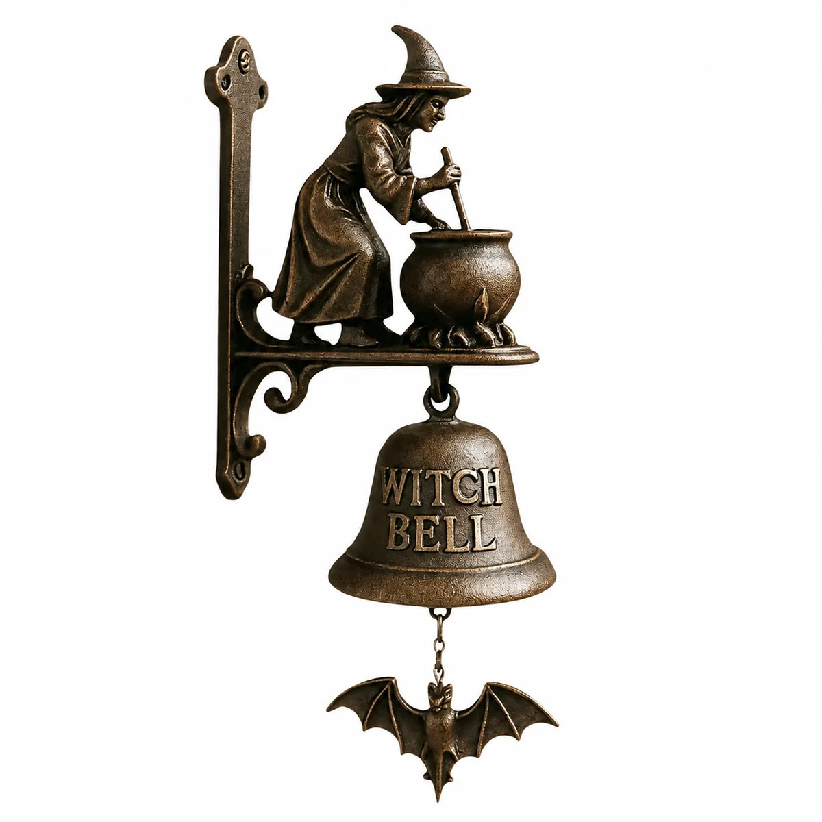 Wynter Doorbell - Cast Iron, Antique Bronze Witch Motif 6