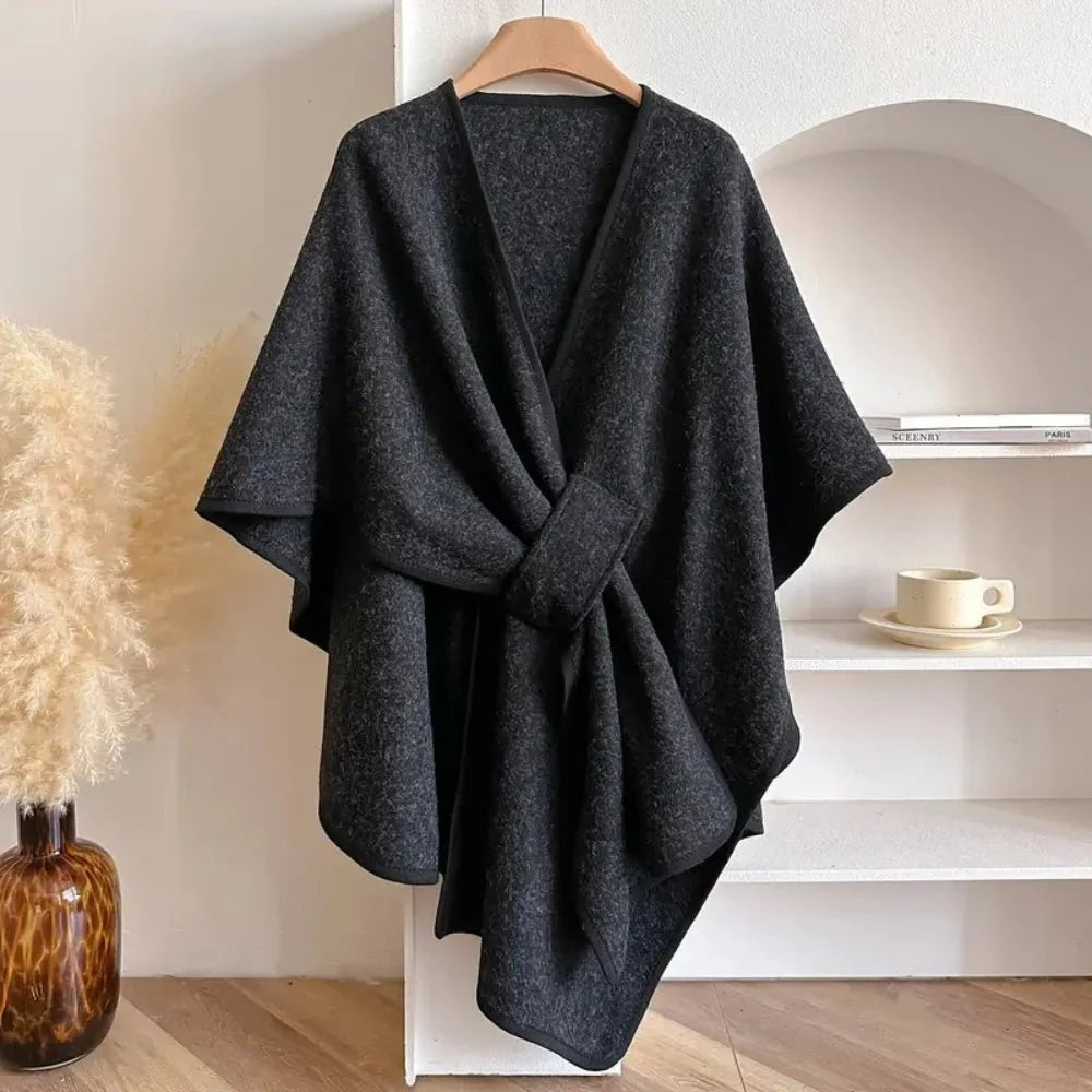Wynter Poncho Coat - Polyester-Wool Blend, One Size 6