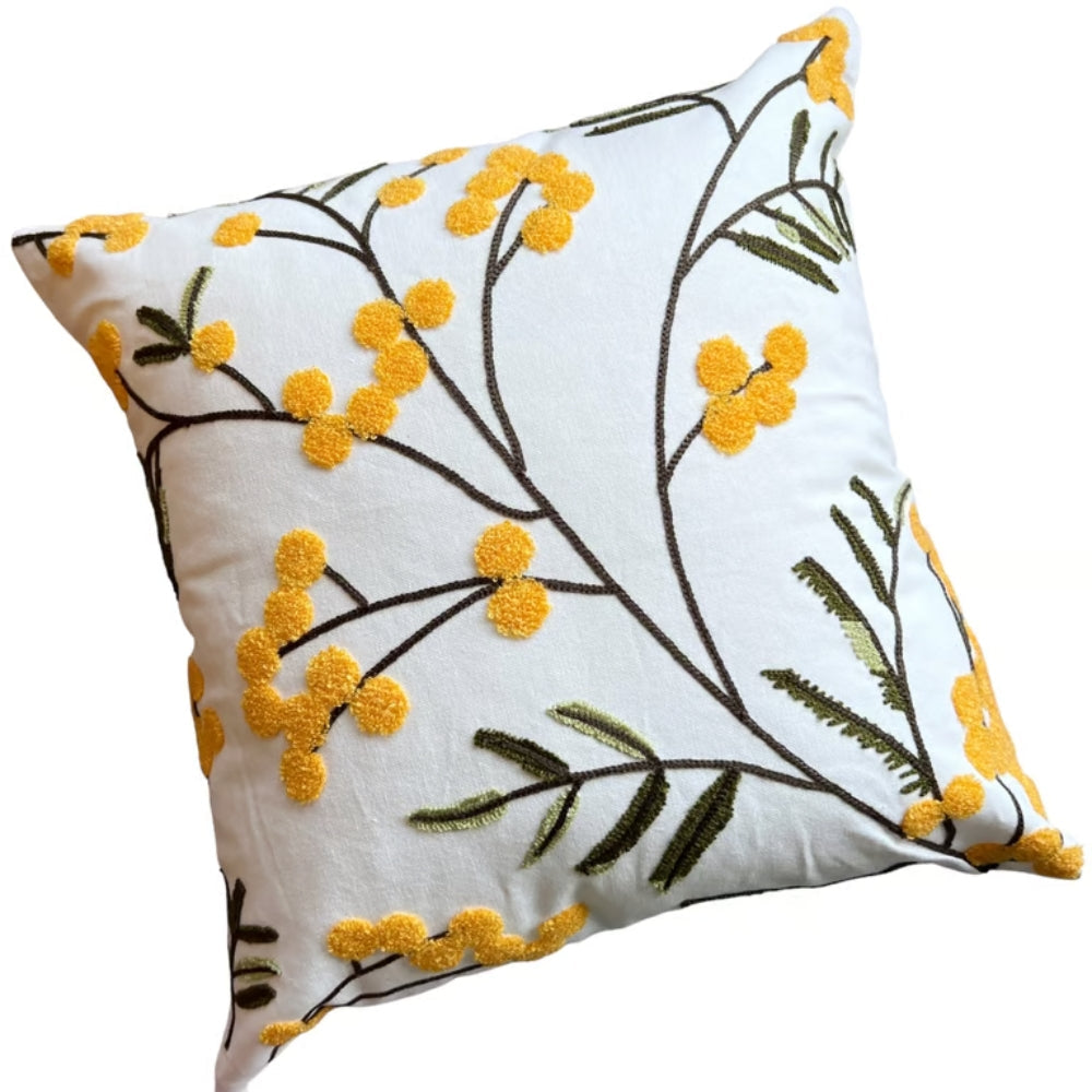Yonder Cushion Cover - Microfiber Blend, Floral Embroidery for Sofa 0