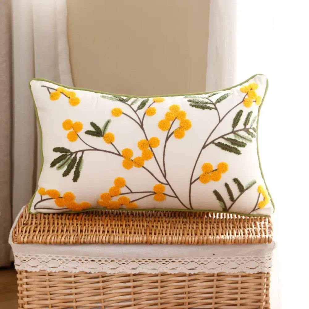Yonder Cushion Cover - Microfiber Blend, Floral Embroidery for Sofa 2