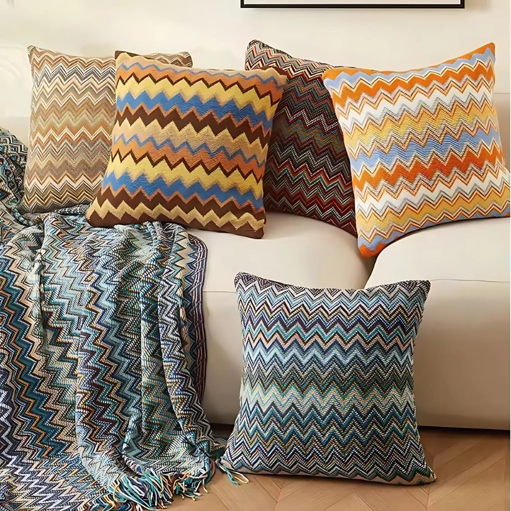 Zara Cushion Cover - Zigzag Knit, Soft Microfiber 4
