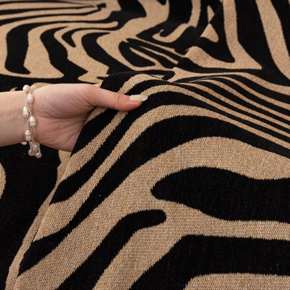 Zentara Sofa Cover - Chenille, Zebra Patterned Slipcover 5